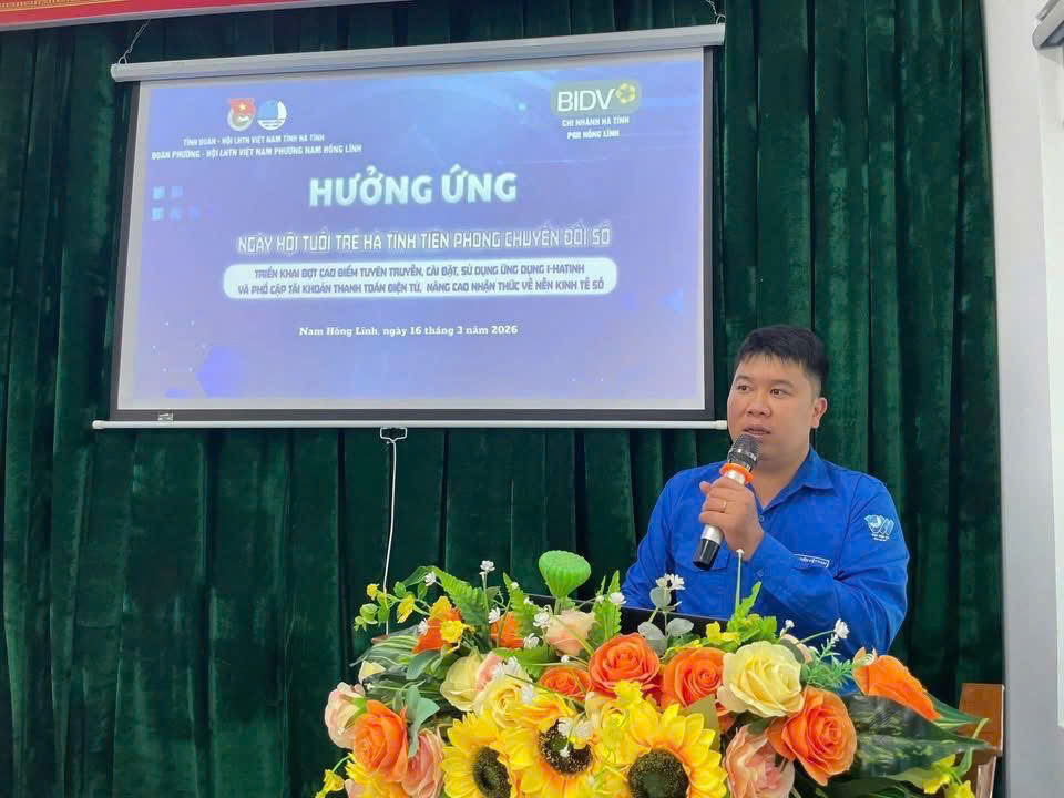 Tuổi trẻ phường Nam Hồng lĩnh tổ chức đợt cao điểm triển khai các hoạt động chuyển đổi số gắn với thanh toán không dùng tiền mặt và nâng cao năng lực số cho ĐVTN - hưởng ứng ngày hội tiên phong chuyển đổi số 