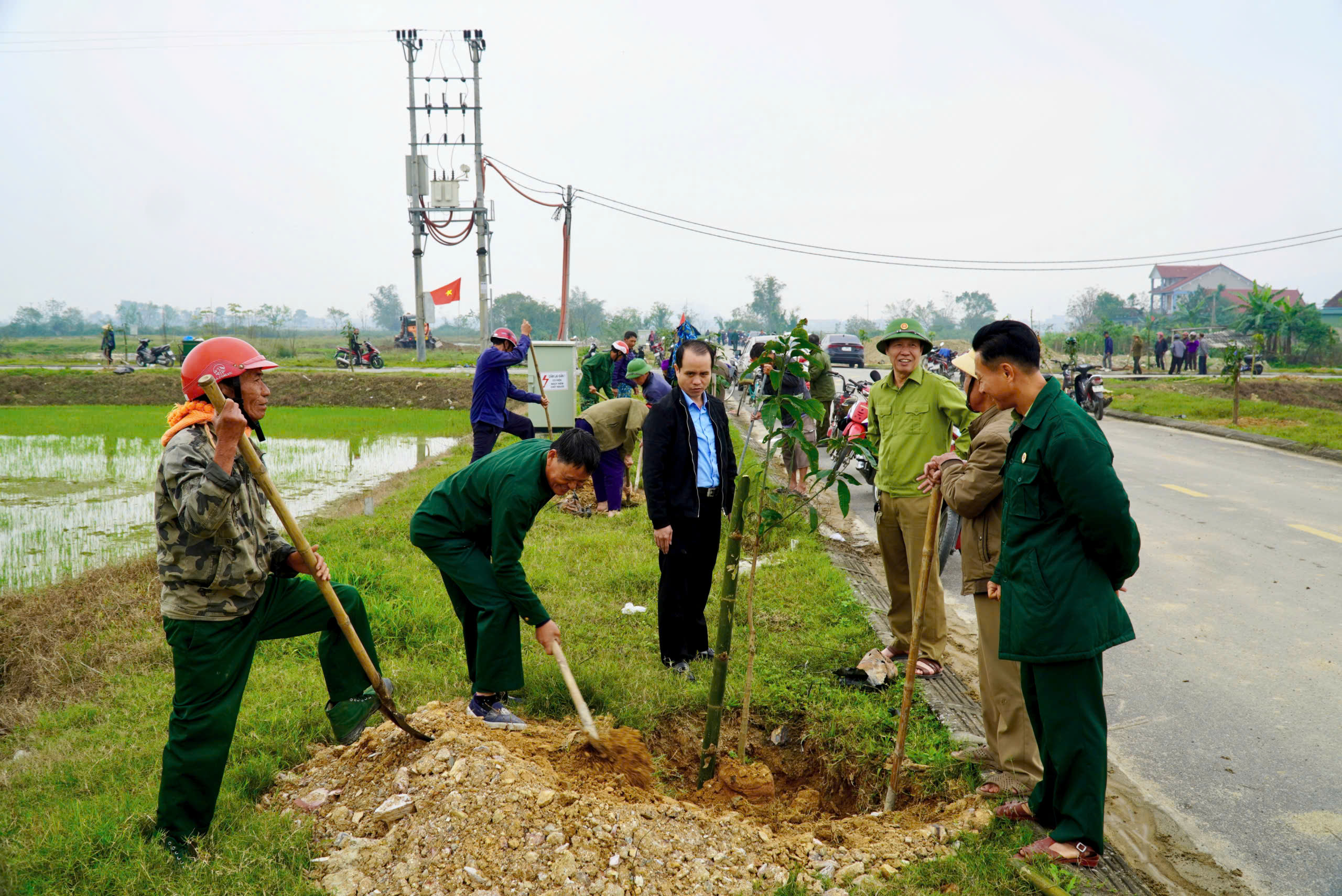 Hội CCB phường  Nam Hồng Lĩnh ra quân trồng cây xanh tại khu vực Nền tế, TDP Thuận Giang. 