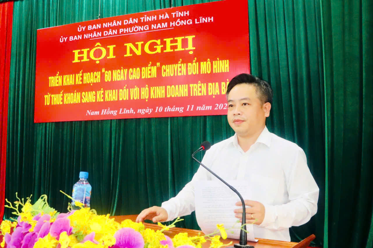 Ủy ban nhân dân phường Nam Hông Lĩnh phối hợp triển khai Kế hoạch “60 ngày cao điểm chuyển đổi mô hình từ thuế khoán sang kê khai đối với hộ kinh doanh trên địa bàn phường”