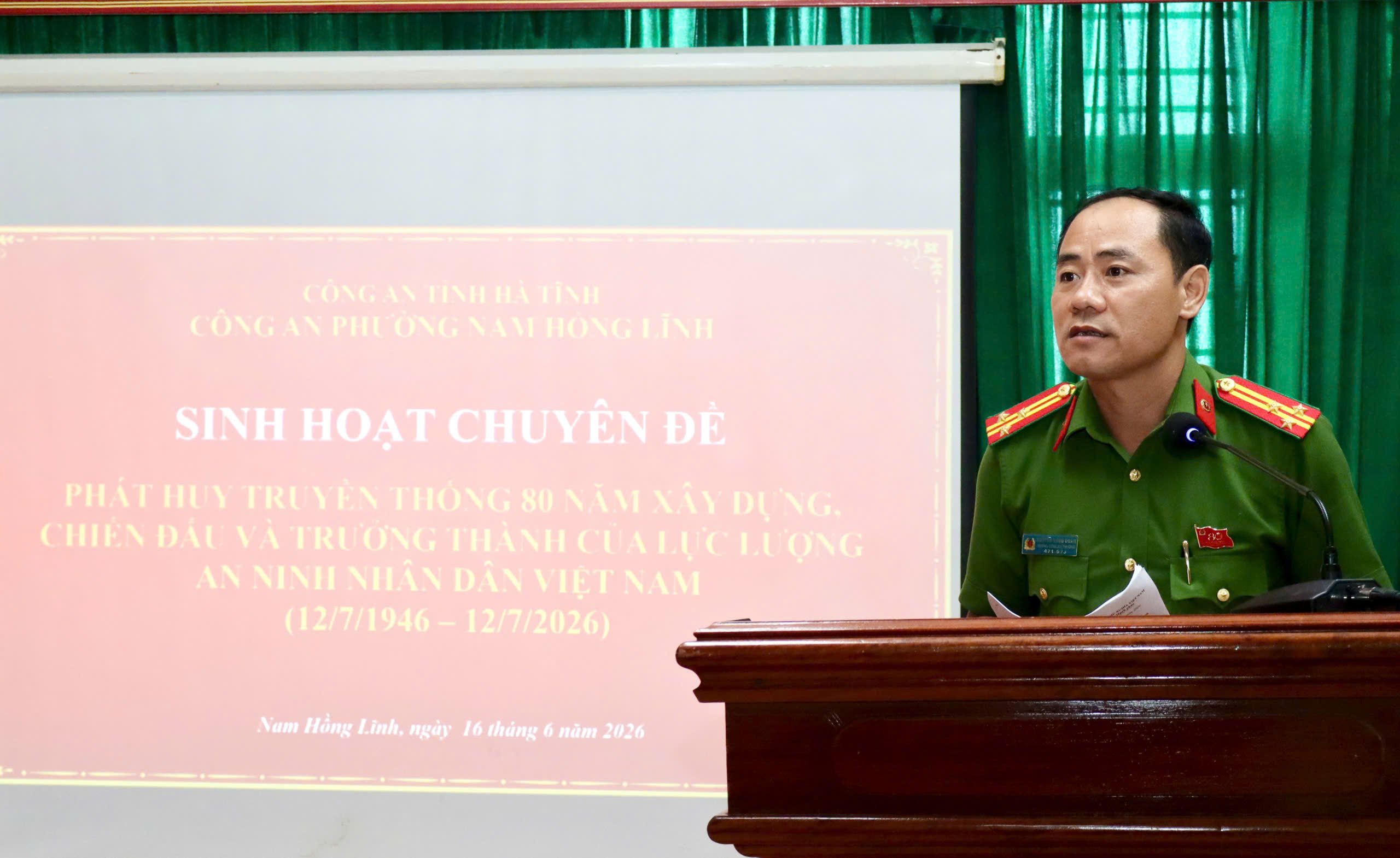Công an phường Nam Hồng Lĩnh sinh hoạt chính trị chuyên đề kỷ niệm 80 năm ngày truyền thống lực lượng an ninh nhân dân