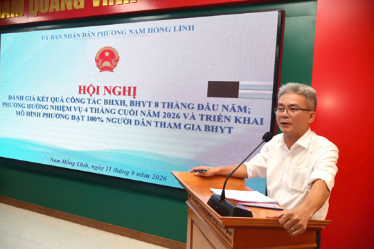 Phường Nam Hồng Lĩnh đánh giá kết quả công tác BHXH, BHYT 8 tháng đầu năm, triển khai nhiệm vụ 4 tháng cuối năm; triển khai mô hình phường đạt 100% người dân tham gia BHYT