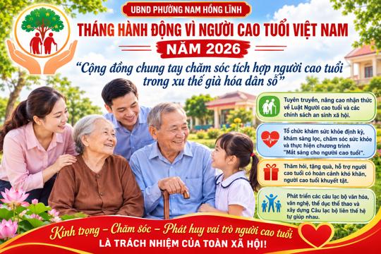 UBND phường Nam Hồng Lĩnh triển khai “Tháng hành động vì người cao tuổi Việt Nam” năm 2026 