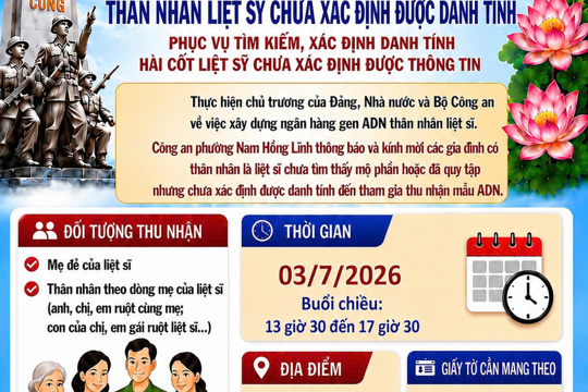 Thông báo thu nhận mẫu ADN thân nhân liệt sĩ