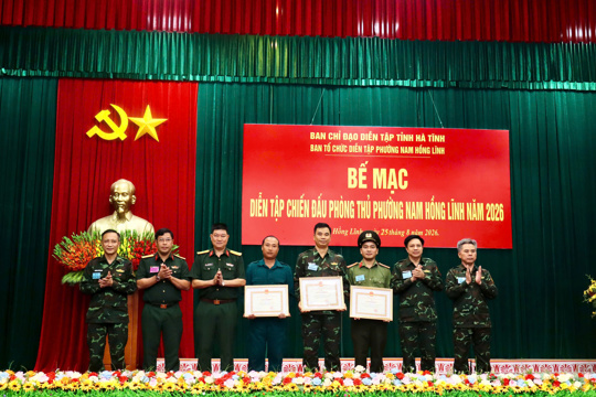 Phường Nam Hồng Lĩnh hoàn thành diễn tập chiến đấu trong khu vực phòng thủ năm 2026