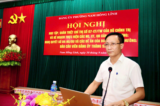 Đảng ủy phường Nam Hồng Lĩnh tổ chức Hội nghị học tập, quán triệt các nghị quyết, chỉ thị của Trung ương và của Đảng bộ phường