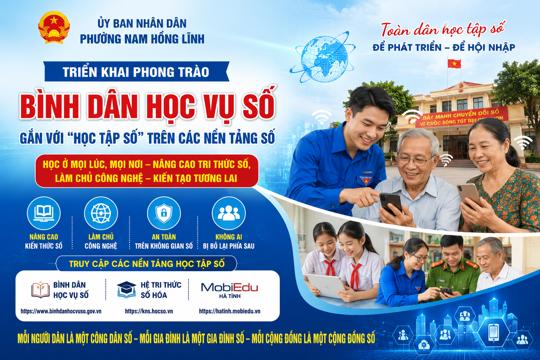 Phường Nam Hồng Lĩnh triển khai Phong trào “Bình dân học vụ số” gắn với “Học tập số” trên các nền tảng số 