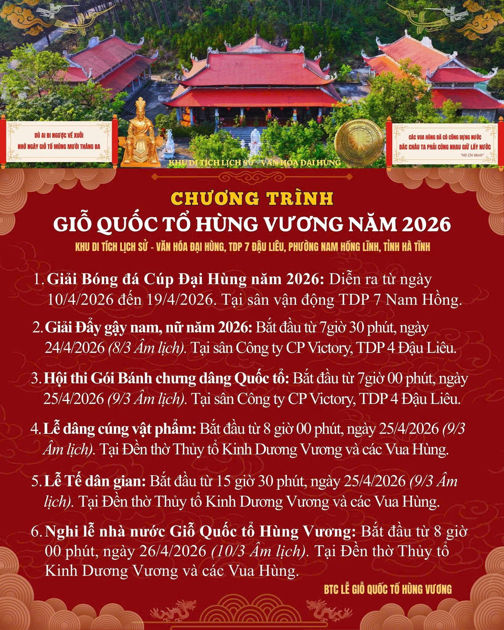 Chương trình Giỗ Quốc Tổ Hùng Vương Năm 2026