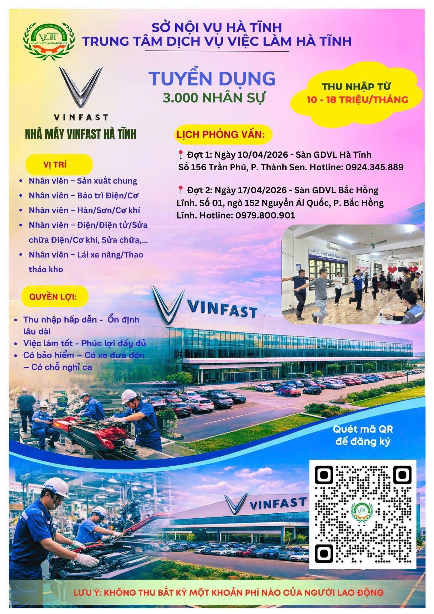Nhà máy VINFAST Hà Tĩnh tuyển dụng 3000 nhân viên 